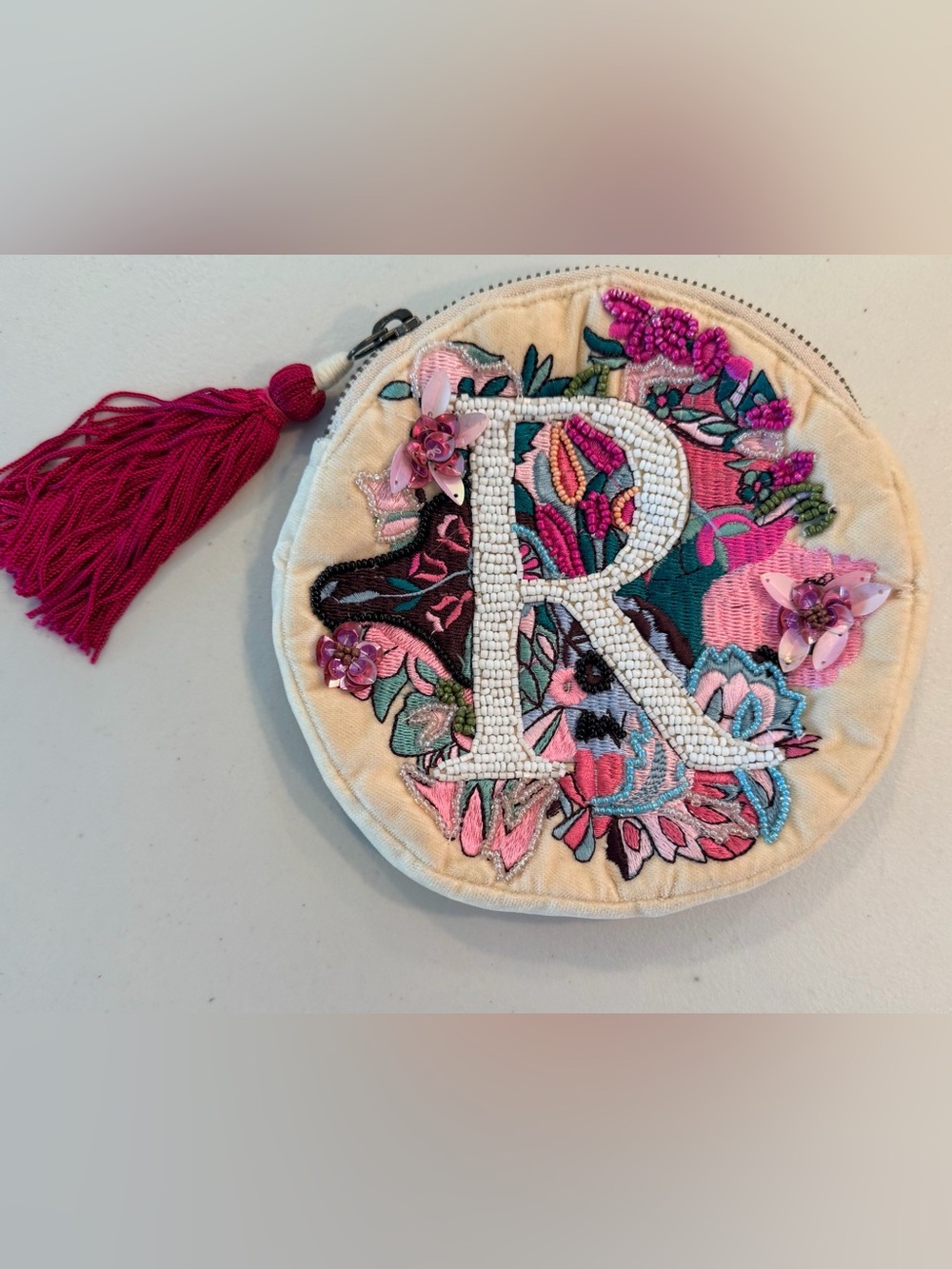 Anna Harlow Russo X Anthropologie | “R” velvet beaded bag